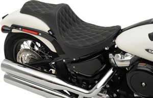 Predator Double Diamond Vinyl 2-Up Seat Black/Silver - For 18-20 HD Softail