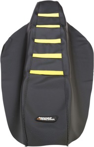 Black/Yellow Ribbed Seat Cover - For 08-17 Suzuki RMZ450