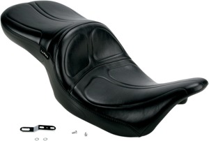 Maverick Stitched Vinyl 2-Up Seat Black Foam - For 08-20 Harley FLH FLT