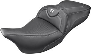 Road Sofa Carbon Fiber 2-Up Seat Black Gel - For Harley Touring