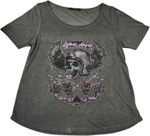 Women's Sin On Wheels Scoopneck Tee - Sin On Wheels Tee Gry Wxl