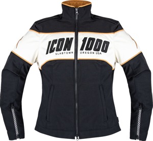 ICON Women's Hella 4 Jacket XS Black/White - Durable women's riding jacket in XS