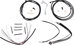 Extended Black Control Cable Kit for 14" Gorilla Bars - Fits 2015-2016 Harley Davidson Road Glide models