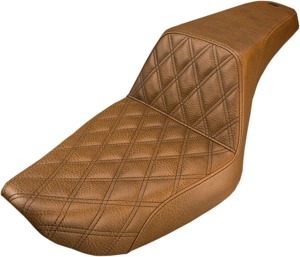 Step-Up Lattice Stitched 2-Up Seat Brown - For 96-03 Harley FXD