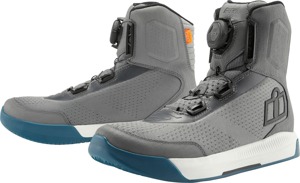 ICON Overlord Vented CE Boots - Gray/Teal/White, Size 12 - Ventilated riding boots with BOA closure