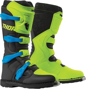 Blitz XP Dirt Bike Boots - Black & Flo Acid MX Sole Men's Size 11