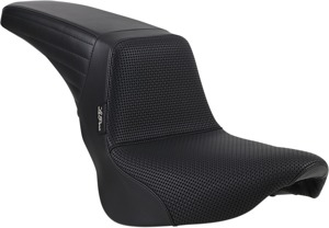 Kickflip Basketweave Vinyl 2-Up Seat - Black - For 18-20 Harley FXBR