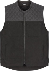 ICON Chamonix Denim Vest Black Men's 2XL - Men's black denim vest in size 2XL.