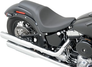 Predator Smooth SR Leather 2-Up Seat - Black - For Harley FLS Slim FXS