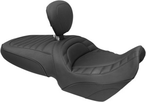 Stitched Vinyl 2-Up Seat Black w/Backrest - For 15-17 Can-Am Spyder F3