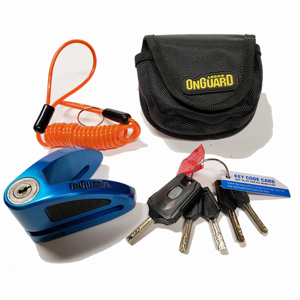 On Guard Locks Boxer Disc Lock Blue - 10mm Pin with Pouch & Reminder