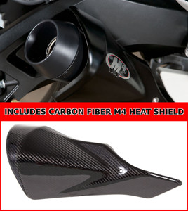 Black GP Slip On Exhaust w/ Carbon Fiber Heatshield - For 11-24 Suzuki GSXR600/750