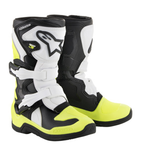 Tech 3S Youth MX Boots Black/White/Yellow Size 1