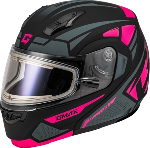 GMAX MD-04S Sector Snow Helmet w/ Elec Shield For X-Large - Matte Black/Pink Helmet For X-Large