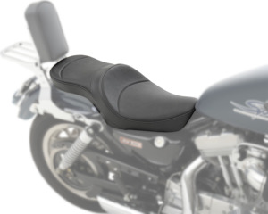 Plain Vinyl 2-Up Seat Black Low Profile - For 82-03 Harley XL