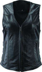 Plains Leather Vest Black Womens - Medium