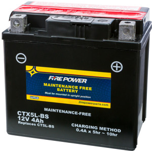 Maintenance Free Sealed Battery - Replaces YTX5L-BS