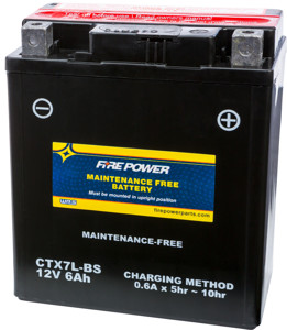 Maintenance Free Sealed Battery - Replaces YTX7L-BS