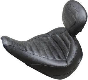 Tuck and Roll Vinyl Solo Seat w/Backrest - For 18-21 Harley FLFB Fat Boy