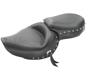 Concho Studded Naugahyde 2-Up Seat - Black - For 04-20 Harley XL XR