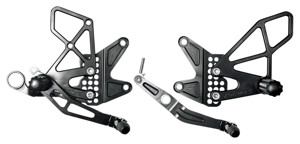 Vortex Adjustable Rearsets - Black, Fits 06-16 Yamaha R6