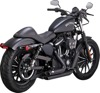 Shortshots Staggered Black Full Exhaust - Fits 14-22 Harley Davidson XL1200/XL883 Models