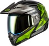 GMAX MD-74 Striker Modular Helmet, Black/Silver/Green, Small - Modular helmet with gold shield, size small