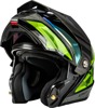 GMAX MD-74 Striker Modular Helmet, Black/Silver/Green, Small - Modular helmet with gold shield, size small