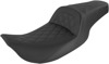 Slim Lattice Stitched 2-Up Seat Black Gel - For Harley FLHR FLHX