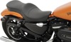 Double-Bucket Plain Vinyl Solo Seat - Black - For 10-20 Harley XL