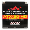 Heavy Duty Lithium Battery ATX30-HD 970 CA - Replaces YIX30L-BS, 51913, YTX30, & GYZ32